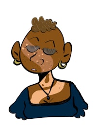 a cartoon of a woman with a tattoo on her face